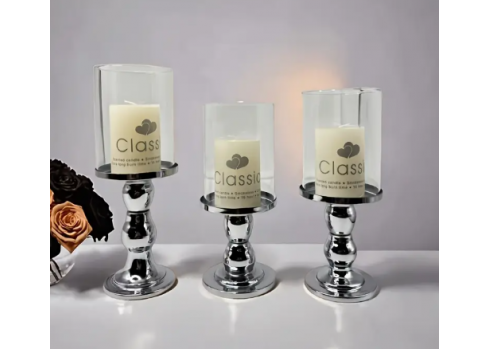 Świeczniki srebrne z osłonką 3 szt.