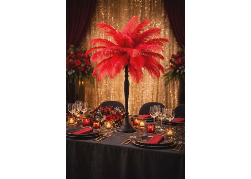 Strusie pióra czerwone na dowolnym stojaku